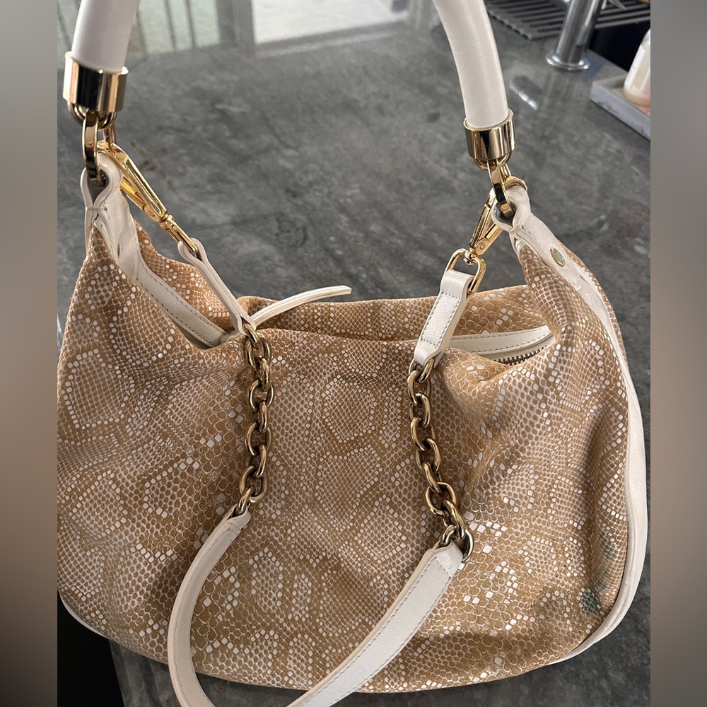Tiffany & Company suede lizard shoulder bag, blue leather interior